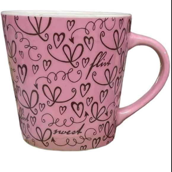 STARBUCKS 2006 Coffee Mug "FLIRT," "SWEET" & Pink Hearts Decorate Cup 17 oz EUC - Picture 11 of 14